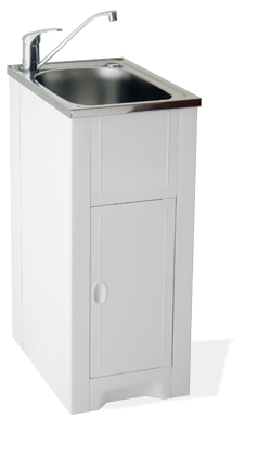 Skinny Mini cabinet with stainless steel tub