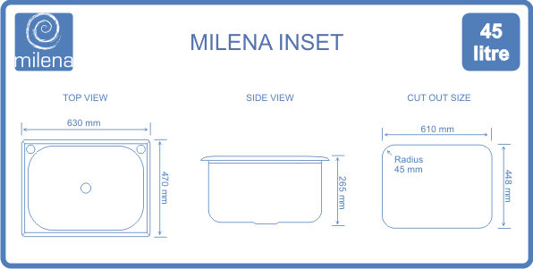 Milena Inset diagram of dimensions